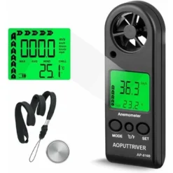 SEENLIN Anémomètre Numérique Portable Pour Mesurer La Vitesse Du Vent, Mesurer La Vitesse Du Vent,la Température Et La Vitesse Maximale/moyenne/actuelle,la Précision,mesurer Pour La Planche à Voile