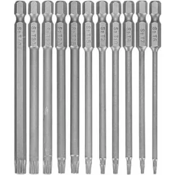 11 Pièces Embouts Longs Tournevis Torx, Embouts Magnétiques T6-T40 100 Mm Tige Hexagonale De 1/4" Pour Tournevis Et Visseuse électrique, Seuçais