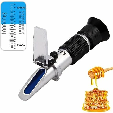 Réfractomètre à Miel, Brix, Absinthe Et Humidité De L'eau 3 En 1, Testeur De Miel Avec ATC. 58-90% Brix, 38-43 Be' Et 12-27% Humidité De L'eau Plage De Mesure Pour Le Miel 2 Réfractomètre à Miel, Brix, Absinthe Et Humidité De L'eau 3 En 1, Testeur De Miel Avec ATC. 58-90% Brix, 38-43 Be' Et 12-27% Humidité De L'eau Plage De Mesure Pour Le Miel – Image 2
