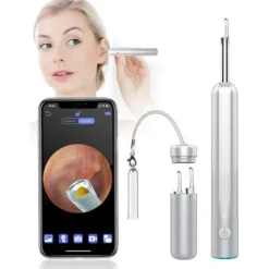 Caméra Endoscope 1080P, Nettoyage Des Oreilles 3,9 Mm, Avec 6 Lumières LED, Convient Pour IPhone Et Android, Enlève Le Cérumen, étanche IP67, Convient Aux Chiens/enfants-argent