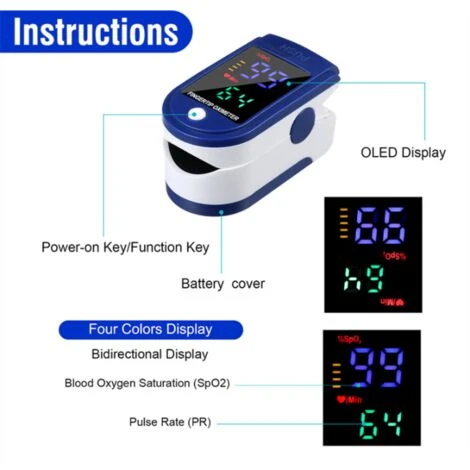 Oxymètre De Doigt Professionnel , Oxymètre De Pouls Électronique Numérique Avec Moniteur De Fréquence Cardiaque, Ecran LED-Étui/Lanière Inclus-Blanc Et Bleu 5 Oxymètre De Doigt Professionnel , Oxymètre De Pouls Électronique Numérique Avec Moniteur De Fréquence Cardiaque, Ecran LED-Étui/Lanière Inclus-Blanc Et Bleu – Image 5