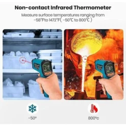 Thermomètre Infrarouge, Tilswall Pistolet De Température Sans Contact Laser 58~1472℉(-50~800℃) Emissivité Réglable Thermomètre Pistolet Cuisine/Circuit/ Industrie (pas Pour L'homme) -Promos Brico Forte Boutique 77671891 3
