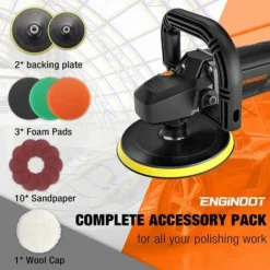 ENGINDOT Gener PPGJ01A Polisseuse Pour Voiture, 1500 W, à Six Vitesses Variables, 600-3000 RPM, écran LCD, Tampon Remplaçable, 150 Mm, 180 Mm, Interrupteur De Verrouillage, Poignée Amovible - PPGJ01A -Promos Brico Forte Boutique 77715518 3