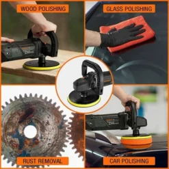 ENGINDOT Gener PPGJ01A Polisseuse Pour Voiture, 1500 W, à Six Vitesses Variables, 600-3000 RPM, écran LCD, Tampon Remplaçable, 150 Mm, 180 Mm, Interrupteur De Verrouillage, Poignée Amovible - PPGJ01A -Promos Brico Forte Boutique 77715518 5