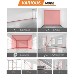 Télémètre Laser, ENGiNDOT Distancemètre Numérique à Double Niveau Avec Rétroéclairage Outil De Mesure Laser Volume Continu 4 Modes Pythagore-HD-60 -Promos Brico Forte Boutique 77755820 4