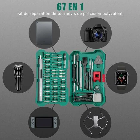 Tournevis Precision, HYCHIKA 67 En 1 Kit Tournevis De Precision Réparation Pour Consoles De Jeux, Smartphones, Ordinateurs Portables, Montres, Appareils Photo, Etc 3 Tournevis Precision, HYCHIKA 67 En 1 Kit Tournevis De Precision Réparation Pour Consoles De Jeux, Smartphones, Ordinateurs Portables, Montres, Appareils Photo, Etc – Image 3