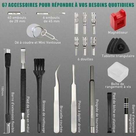 Tournevis Precision, HYCHIKA 67 En 1 Kit Tournevis De Precision Réparation Pour Consoles De Jeux, Smartphones, Ordinateurs Portables, Montres, Appareils Photo, Etc 5 Tournevis Precision, HYCHIKA 67 En 1 Kit Tournevis De Precision Réparation Pour Consoles De Jeux, Smartphones, Ordinateurs Portables, Montres, Appareils Photo, Etc – Image 5