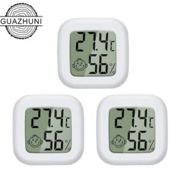 Mini LCD Thermomètre Hygromètre Interieur Numérique, Température Humidité De Haute Précision Portable -50 ℃ - 70 ℃ 10% - 99% RH Guazhuni (Blanc) 3 Pièces