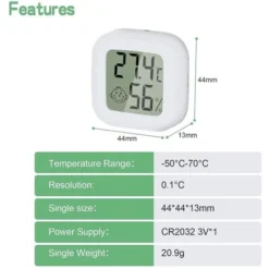Mini LCD Thermomètre Hygromètre Interieur Numérique, Température Humidité De Haute Précision Portable -50 ℃ - 70 ℃ 10% - 99% RH Guazhuni (Blanc) 3 Pièces -Promos Brico Forte Boutique 78386261 3