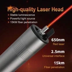 Stylo Testeur De Fiber Optique Rechargeable 15KM, Stylo Laser Rouge, Localisateur Visuel De Défauts Pour Le Test De Cables De Fiber Optique,GRAY -Promos Brico Forte Boutique 78767030 3