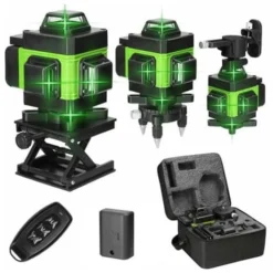 4D 16 Lignes Niveau Laser 3° Machine Auto-nivelante Batterie Au Lithium Rechargeable USB Avec Lignes D'Inclinaison Horizontales Verticales - Vert