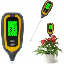Testeur De Sol PH D'humidité Température Lumineuse 4 En 1 PH Metre De Sol Humidité Testeur Terre Electronique Pour Jardin Plantes Jaune