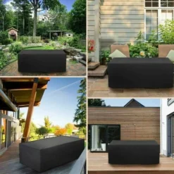 Housse De Protection Imperméable Pour Meubles De Jardin Tissu Oxford 210D Noir Rectangulaire En Rotin Housse De Mobilier De Jardin Résistant Au Vent Et Au Soleil (123 X 61 X 72 Cm) -Promos Brico Forte Boutique 79267682 5