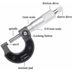Outil De Micromètre Métrique Extérieur 0-25 Mm + Clé De Calibrage + étui 8 Outil De Micromètre Métrique Extérieur 0-25 Mm + Clé De Calibrage + étui -Promos Brico Forte Boutique 79299822 4