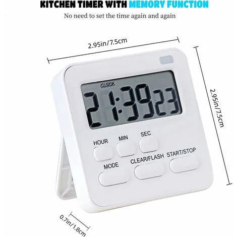 Timer, Minuteur De Cuisine Minuterie Numérique Avec Fonction De Chronomètre Et Compte à Rebours, Réveil De Cuisine Minuterie D'oeufs 4 Timer, Minuteur De Cuisine Minuterie Numérique Avec Fonction De Chronomètre Et Compte à Rebours, Réveil De Cuisine Minuterie D'oeufs – Image 4