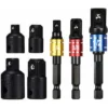Adaptateur Douille 1/2 3/8 1/4 Forets Hexagonale Adaptateur Set Clé D'écrou Reducteur Socket Adaptor Converter Clés à Rochet Embouts -(Black)