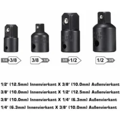 Adaptateur Douille 1/2 3/8 1/4 Forets Hexagonale Adaptateur Set Clé D'écrou Reducteur Socket Adaptor Converter Clés à Rochet Embouts -(Black) -Promos Brico Forte Boutique 79652873 3