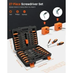 ENGINDOT Lot De 27 Tournevis Magnétiques, Avec étui De Rangement Et Magnétiseur, Tournevis à Fente/Phillips/Torx/précision Pour Réparation Domestique-TLHSS1B -Promos Brico Forte Boutique 79817060 3