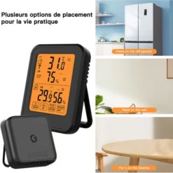 Thermomètre Hygromètre Numérique SDLOGAL, Thermomètre Hygrometre Intérieur Et Extérieur, Avec Capteur Extérieure Sans Fil, Rétroéclairage LCD ℃/℉, Pour Bureau, Maison, Chambre - Noir -Promos Brico Forte Boutique 81436817 2
