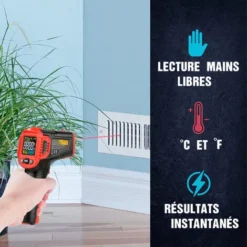 Thermomètre Laser Digital Infrarouge, SDLOGAL, Thermomètre Industriel Infrarouge, -50 à 500°C/-58 à 1022°F – Ecran LCD Rétroéclairé,Thermomètre Non Frontal Pour Cuisson/BBQ/Congélate -Promos Brico Forte Boutique 81436821 2