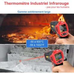 Thermomètre Laser Digital Infrarouge, SDLOGAL, Thermomètre Industriel Infrarouge, -50 à 500°C/-58 à 1022°F – Ecran LCD Rétroéclairé,Thermomètre Non Frontal Pour Cuisson/BBQ/Congélate -Promos Brico Forte Boutique 81436821 3
