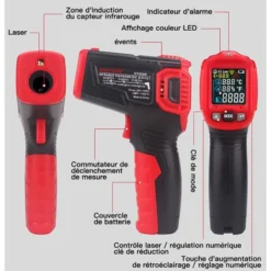 Thermomètre Laser Digital Infrarouge, SDLOGAL, Thermomètre Industriel Infrarouge, -50 à 500°C/-58 à 1022°F – Ecran LCD Rétroéclairé,Thermomètre Non Frontal Pour Cuisson/BBQ/Congélate -Promos Brico Forte Boutique 81436821 4