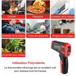 Thermomètre Laser Digital Infrarouge, SDLOGAL, Thermomètre Industriel Infrarouge, -50 à 500°C/-58 à 1022°F – Ecran LCD Rétroéclairé,Thermomètre Non Frontal Pour Cuisson/BBQ/Congélate -Promos Brico Forte Boutique 81436821 5