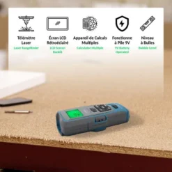 Mètre Laser Numérique - Télémètre Multifonction : Volume, Longueur Superficie, Pointeur Laser, Niveau A Bulles - Fonction Mémoire -Promos Brico Forte Boutique 81923166 3