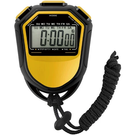 Chronomètre étanche Numérique Portable LCD Minuterie Chronographe Compteur De Sport Avec Sangle Pour Natation Course à Pied Entraînement De Football (jaune) 2 Chronomètre étanche Numérique Portable LCD Minuterie Chronographe Compteur De Sport Avec Sangle Pour Natation Course à Pied Entraînement De Football (jaune) – Image 2
