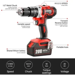 (Clé à Chocs Sans Fil Brushless+Perceuse A Percussion +Meuleuse D'angle Brushless)Pack 3 Outils TEENO 20V 2Batteries 3Ah -Promos Brico Forte Boutique 83409932 3