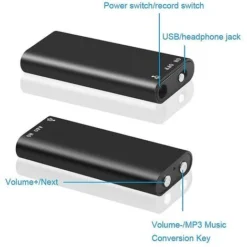 Mini Enregistreur Vocal Audio Numérique Dictaphone Stéréo 3 En 1 Lecteur De Musique Mp3 8GB Mémoire USB Lecteur De Disque Flash Nouveau -Promos Brico Forte Boutique 83700386 3