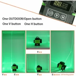 Multifonctionnel 4D 16 Lignes Niveau Laser 3° Machine Auto-nivelante USB Batterie Au Lithium Rechargeable Outil De Nivellement Avec 1.5M 3-Hauteurs Réglable Alliage Barre D'Extension Trépied - Vert - -Promos Brico Forte Boutique 83756267 5