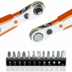 Cliquet Tournevis Set 13 PCS 110 Mm, Mini Clés à Cliquet 1/4 Et Embouts De Tournevis 12 Modèle Avec Entraînement 1/4 Pouce à Couple élevé Mini Tournevis Décalé Réversible à Cliquet