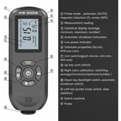 Jauge D'épaisseur De Revêtement De HW-300S Testeur D'épaisseur De Film De Peinture Numérique De Haute Précision Outil De Mesure D'épaisseur D'affichage De Rétroéclairage LCD,Le Noir,écran Horizontal -Promos Brico Forte Boutique 85352625 4