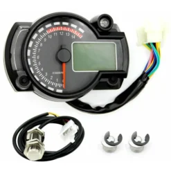 Tachymètre électronique LCD Moto Compteur Numérique Universel Compteur De Vitesse Moto (avec Capteur De Vitesse) (noir, Avec Capteur De Vitesse)