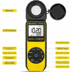 Digital Luxmetre Numerique 400,000 Luminosité/Clair Au Mètre,Mesureurs De Lumière,Mesureur De Température Ambiante Avec Portée Jusqu'à 400,000 Lux,1–40000FC Luxmetre（881D） -Promos Brico Forte Boutique 85785955 3