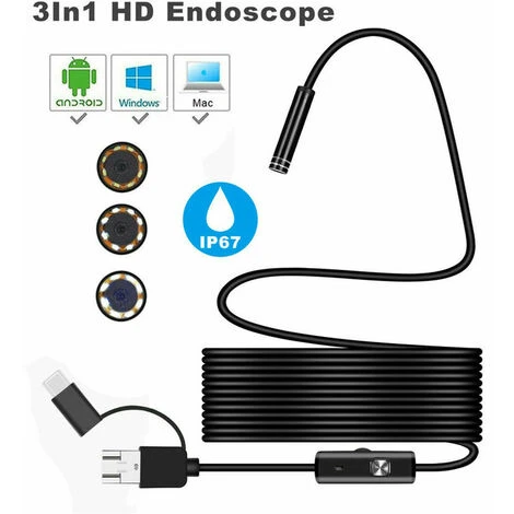 3in1 Android USB Type-C Endoscope Inspection 7mm Cam��ra 6 LED HD ��tanche 1 3in1 Android USB Type-C Endoscope Inspection 7mm Cam��ra 6 LED HD ��tanche