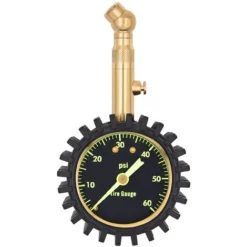 Jauge De Pression Des Pneus 60 PSI, Jauge De Pneu Robuste Avec Grand Cadran Lumineux De 5,1 Cm Facile à Lire Et Construction En Laiton Massif, Certifié ANSI B40.1, Jauge De Pneu Mécanique Professionne