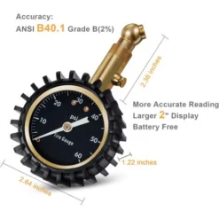 Jauge De Pression Des Pneus 60 PSI, Jauge De Pneu Robuste Avec Grand Cadran Lumineux De 5,1 Cm Facile à Lire Et Construction En Laiton Massif, Certifié ANSI B40.1, Jauge De Pneu Mécanique Professionne -Promos Brico Forte Boutique 87080326 4