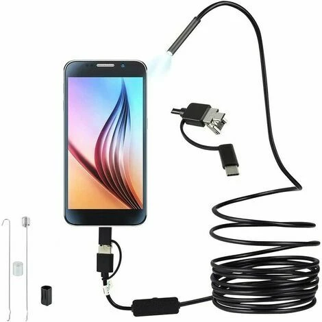 Endoscope USB 3 En 1 Ultra Mince 5,5 Mm Endoscope HD Caméra D'Inspection Avec 6 LED Réglables IP67 Câble Serpent Étanche Compatible Avec Android Window Tablet (5M) Cisea 1 Endoscope USB 3 En 1 Ultra Mince 5,5 Mm Endoscope HD Caméra D'Inspection Avec 6 LED Réglables IP67 Câble Serpent Étanche Compatible Avec Android Window Tablet (5M) Cisea