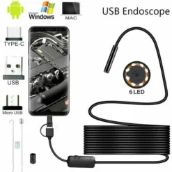 Endoscope USB 3 En 1 Ultra Mince 5,5 Mm Endoscope HD Caméra D'Inspection Avec 6 LED Réglables IP67 Câble Serpent Étanche Compatible Avec Android Window Tablet (5M) Cisea 7 Endoscope USB 3 En 1 Ultra Mince 5,5 Mm Endoscope HD Caméra D'Inspection Avec 6 LED Réglables IP67 Câble Serpent Étanche Compatible Avec Android Window Tablet (5M) Cisea -Promos Brico Forte Boutique 87154285 3