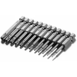 Jeu De 12 Embouts De Tournevis à Tête Torx Creux 50mm Bits De Tournevis Magnétique 1/4 Tige Hexagonale S2 Acier T5-T40 Étoile Tête Sécurité Torx Inviolable Tournevis Électrique Outil Tige Hex-