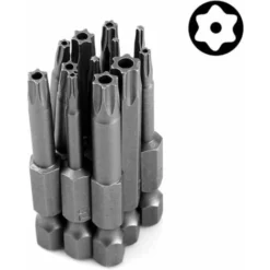 Jeu De 12 Embouts De Tournevis à Tête Torx Creux 50mm Bits De Tournevis Magnétique 1/4 Tige Hexagonale S2 Acier T5-T40 Étoile Tête Sécurité Torx Inviolable Tournevis Électrique Outil Tige Hex- -Promos Brico Forte Boutique 87233700 3