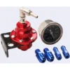 Régulateur De Pression De Carburant En Alliage D'aluminium Véhicule De Voiture Régulateur De Pression De Carburant Réglable FPR Avec Manomètre Et Kit D'adaptateur De Montage Universel(rouge)+regulateu