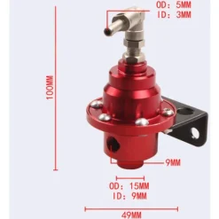 Régulateur De Pression De Carburant En Alliage D'aluminium Véhicule De Voiture Régulateur De Pression De Carburant Réglable FPR Avec Manomètre Et Kit D'adaptateur De Montage Universel(rouge)+regulateu -Promos Brico Forte Boutique 87529262 3