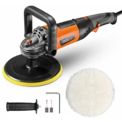 TACKLIFE Polisseuse, 1200W Machine à Polir Les Voitures, 1500-3500RPM, 6 Vitesse Variable, Plaque Remplaçable De 180 Mm, Poignée En D, Convient Au Polissage Des Voitures, Bateaux, Meubles - PPGJ05A