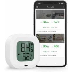 2 Pièces Thermomètre Hygromètre Bluetooth, Capteur De Température D'humidité Avec Exportation De Données Pour IOS Android, D'alarme, Pour Maison, Étui à Guitare, Cave à Cigare, Cadeau Noel -Promos Brico Forte Boutique 87577027 4