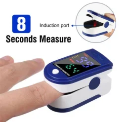 Oxymètre De Doigt Professionnel , Oxymètre De Pouls Électronique Numérique Avec Moniteur De Fréquence Cardiaque, Ecran LED-Étui/Lanière Inclus-Blanc Et Bleu