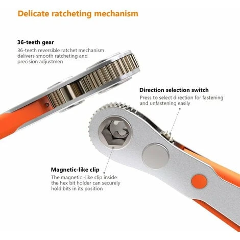 Tacklife Mini Tournevis à Cliquet 17 Pièces Entraînement 1/4" - HRSB1A 3 Tacklife Mini Tournevis à Cliquet 17 Pièces Entraînement 1/4" - HRSB1A – Image 3