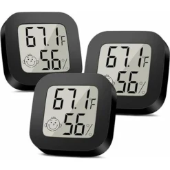 3 Pack Mini Indoor Thermometer, Temperature Humidity Monitor With Clear LCD Display For Cellar, Humidor, Basement, Pet Reptile, Incubator Office, 1.7 X 1.7In